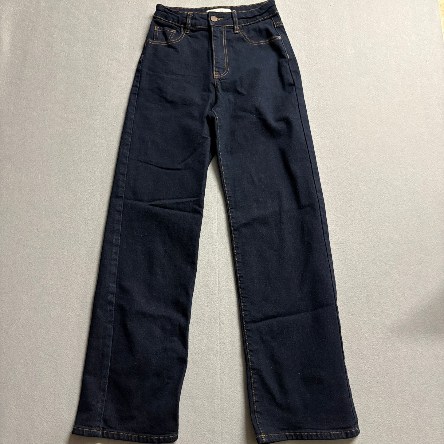 Wide Leg Stretch Jeans Dark Wash High Rise Womens S Fits Like 24x30 Y2K