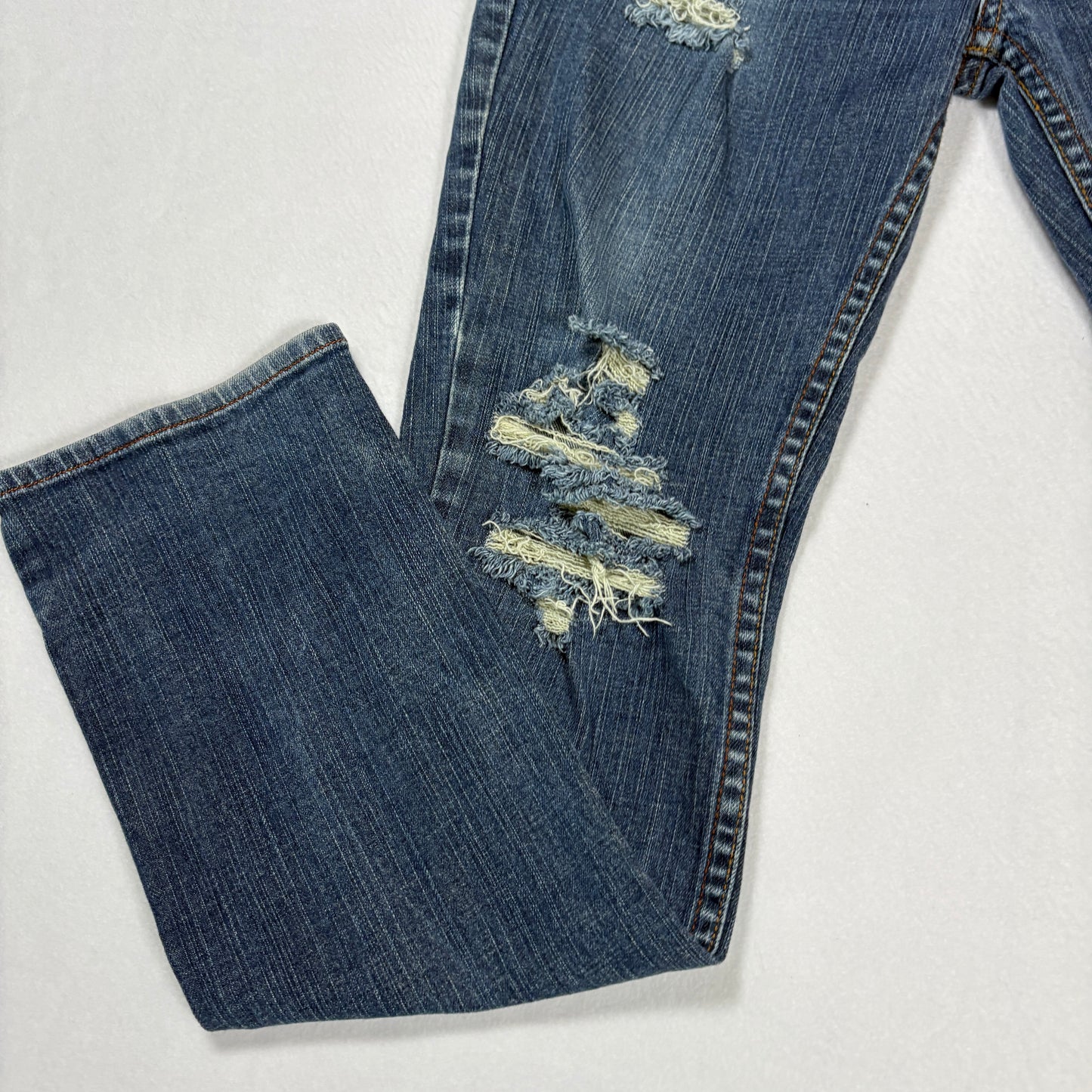 RSQ Mens London Skinny Jeans 31x30 Blue Distressed Ripped Y2K 90s Grunge Denim