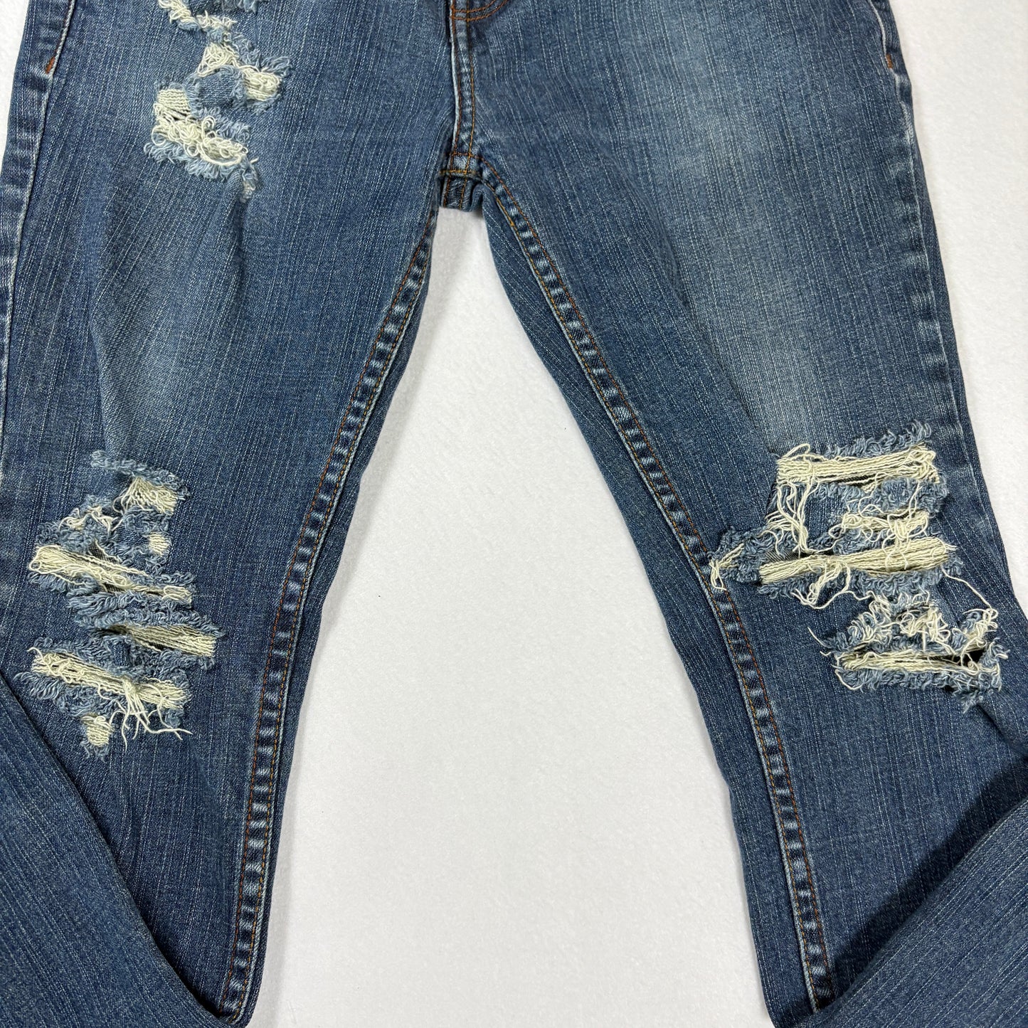 RSQ Mens London Skinny Jeans 31x30 Blue Distressed Ripped Y2K 90s Grunge Denim