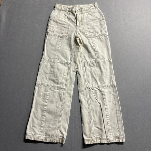 PacSun Wide Leg Carpenter Pants Womens S Fits Like 25x28 Cream Workwear