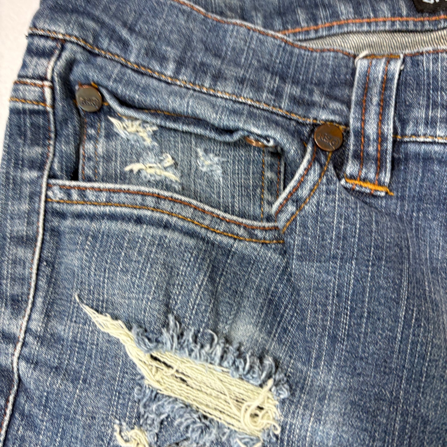 RSQ Mens London Skinny Jeans 31x30 Blue Distressed Ripped Y2K 90s Grunge Denim