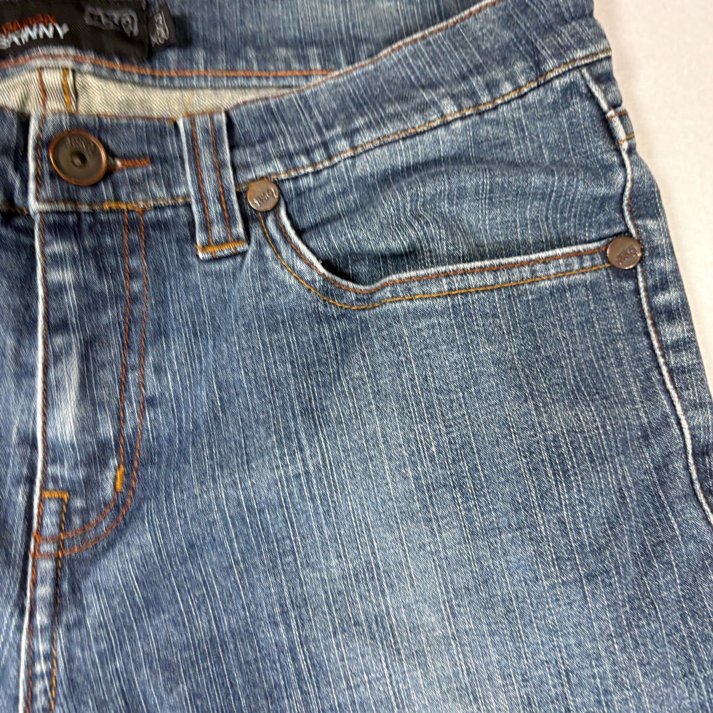 RSQ Mens London Skinny Jeans 31x30 Blue Distressed Ripped Y2K 90s Grunge Denim