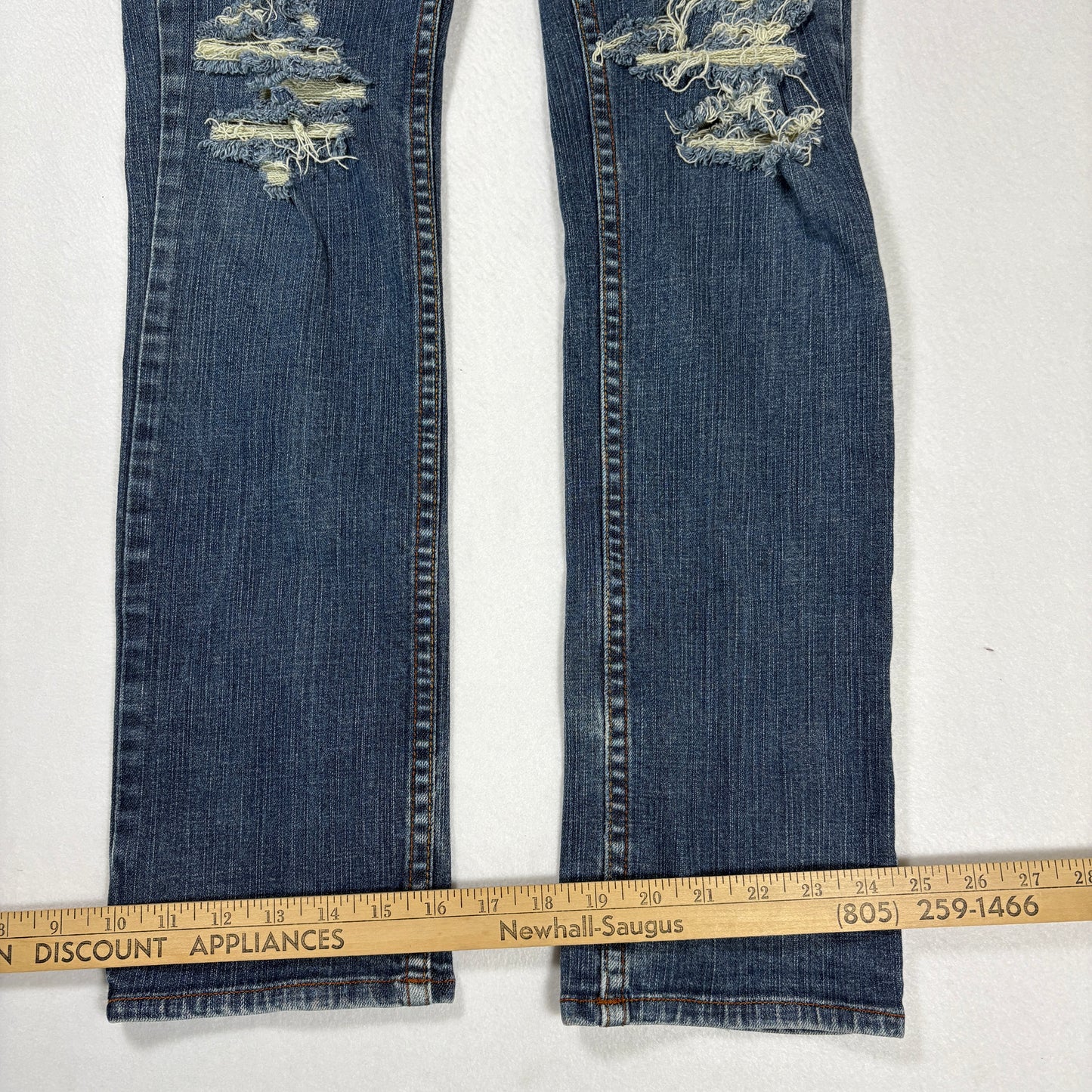 RSQ Mens London Skinny Jeans 31x30 Blue Distressed Ripped Y2K 90s Grunge Denim