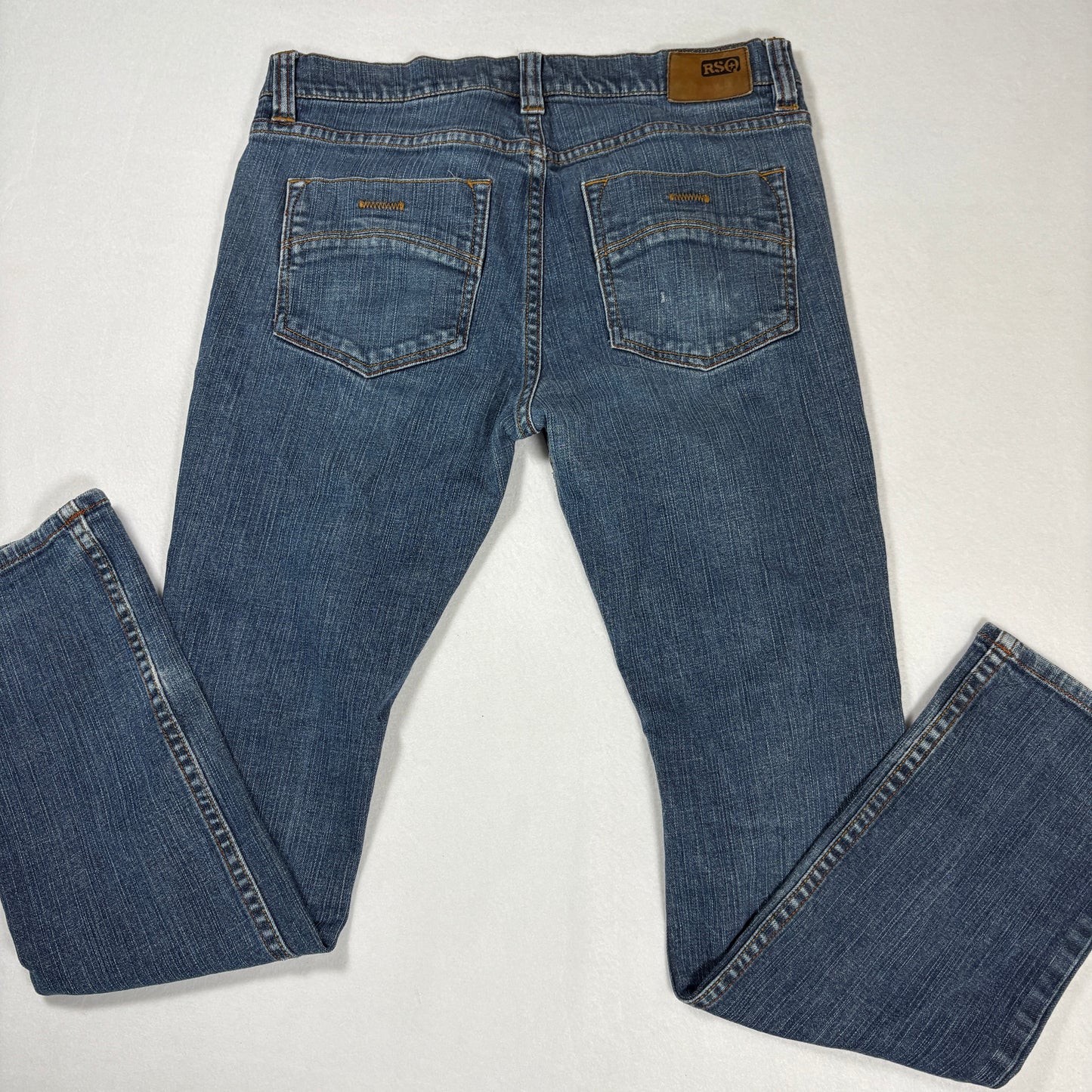 RSQ Mens London Skinny Jeans 31x30 Blue Distressed Ripped Y2K 90s Grunge Denim