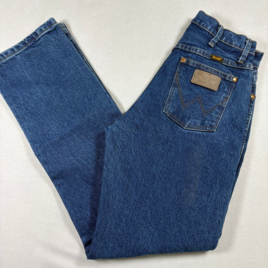Wrangler Mens Jeans 9X32 Dark Blue Denim Relaxed Fit Y2K 90s Grunge Vintage