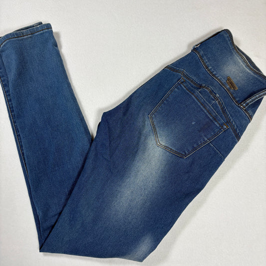 Bamboo Womens Blue High Rise Skinny Jeans Size 5 Stretch Button Fly Y2K Denim
