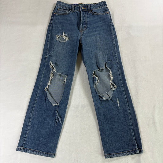 Distressed Straight Leg Jeans Wild Fable Tag 0 Fits Like 25X25 Blue Y2K Grunge