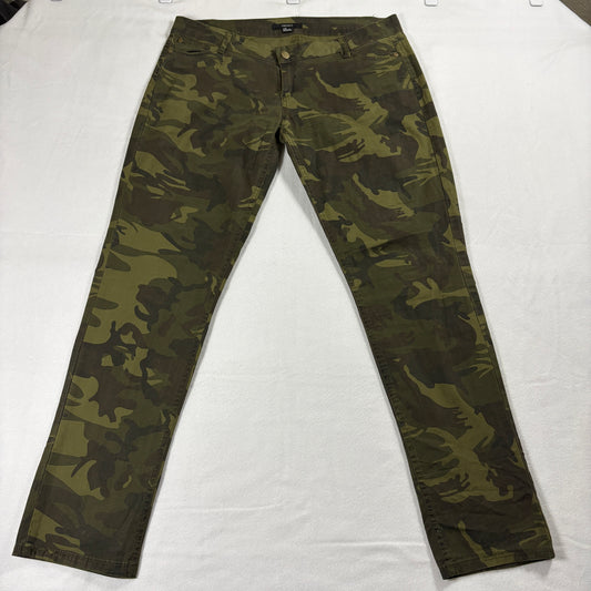 Camo Skinny Pants Womens L Green Military Streetwear Y2K Cargo Style Stretch Fit
