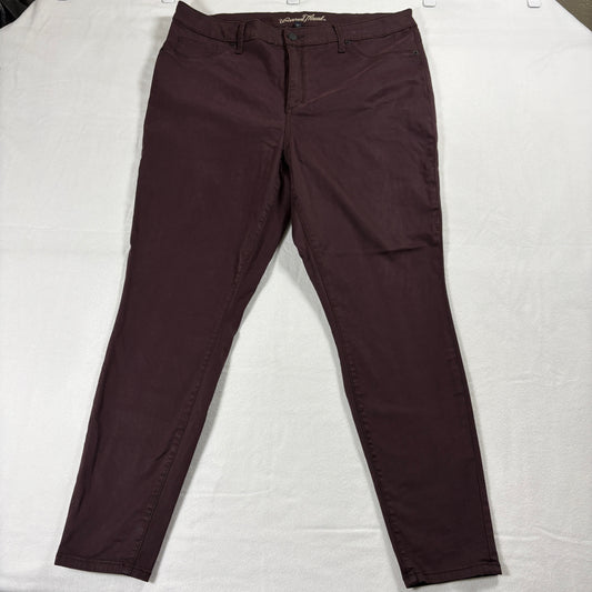 Universal Thread Pants Womens 16W Burgundy Stretch Skinny Plus Size Retro Style