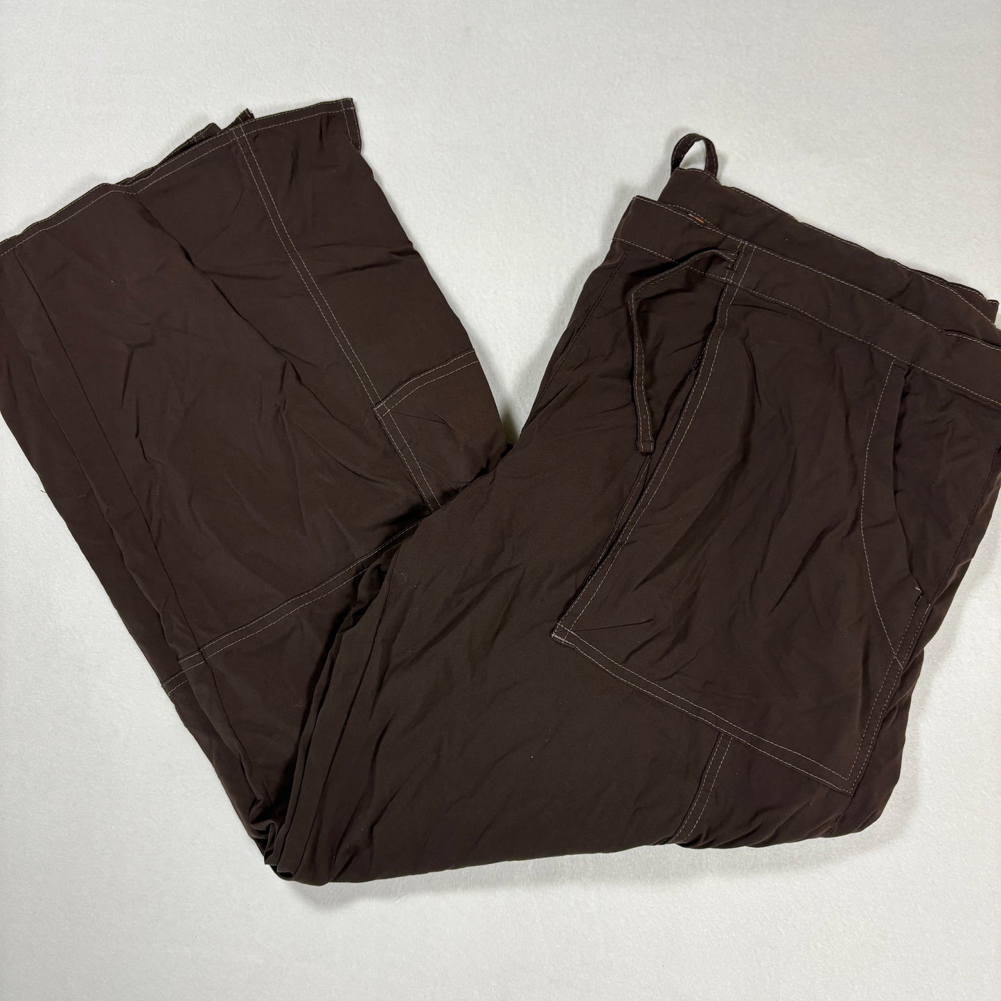 Lucy Womens Brown Cargo Pants XL Short Yoga Outdoor Hiking Drawstring Stretch