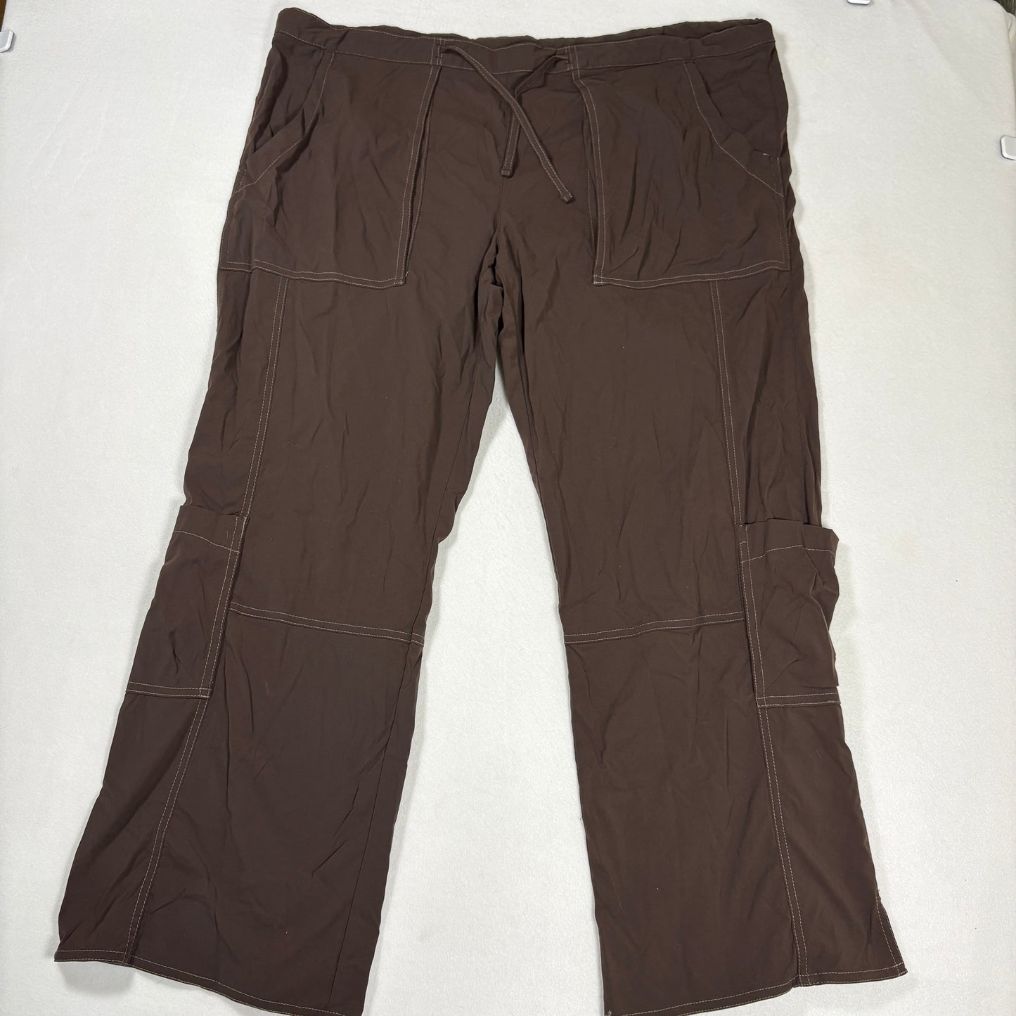 Lucy Womens Brown Cargo Pants XL Short Yoga Outdoor Hiking Drawstring Stretch
