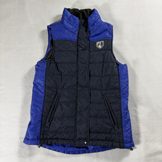 American Eagle Outfitters Womens Small Puffer Vest Blue Black Retro Y2K Ski Fit!