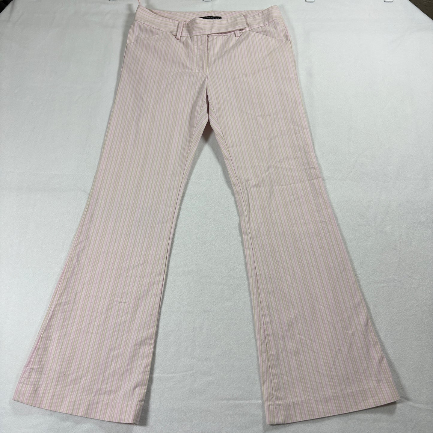 Antonio Melani Pants Womens 6 Pink Stripe Flare Dressy Retro Y2K Wide Leg Trousers