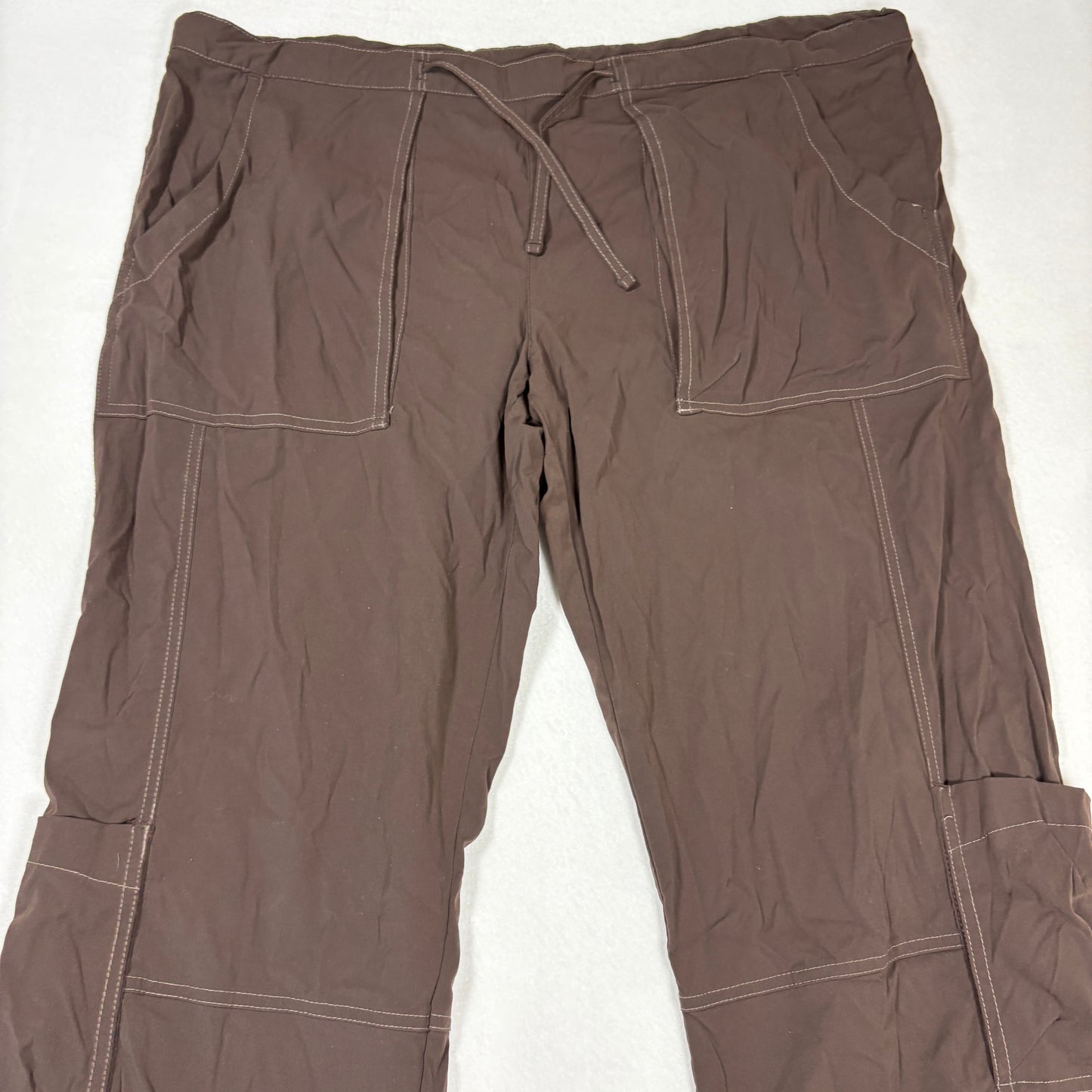 Lucy Womens Brown Cargo Pants XL Short Yoga Outdoor Hiking Drawstring Stretch