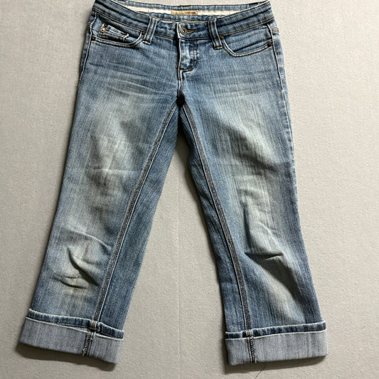 Refuge Capri Jeans Womens 3 Fits Like 29x20 Y2K Stretch Cuffed Cropped Denim