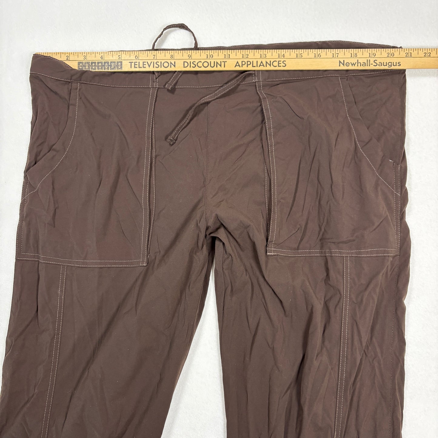 Lucy Womens Brown Cargo Pants XL Short Yoga Outdoor Hiking Drawstring Stretch
