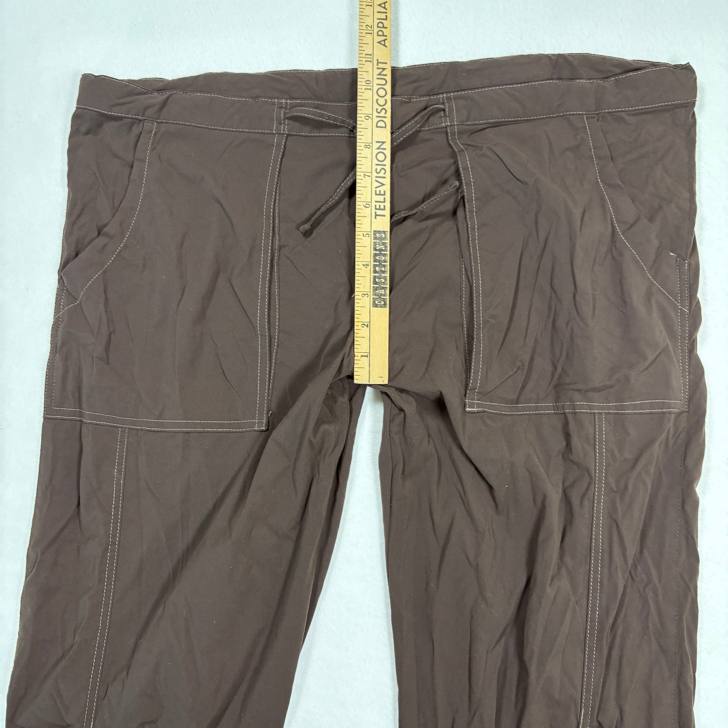 Lucy Womens Brown Cargo Pants XL Short Yoga Outdoor Hiking Drawstring Stretch