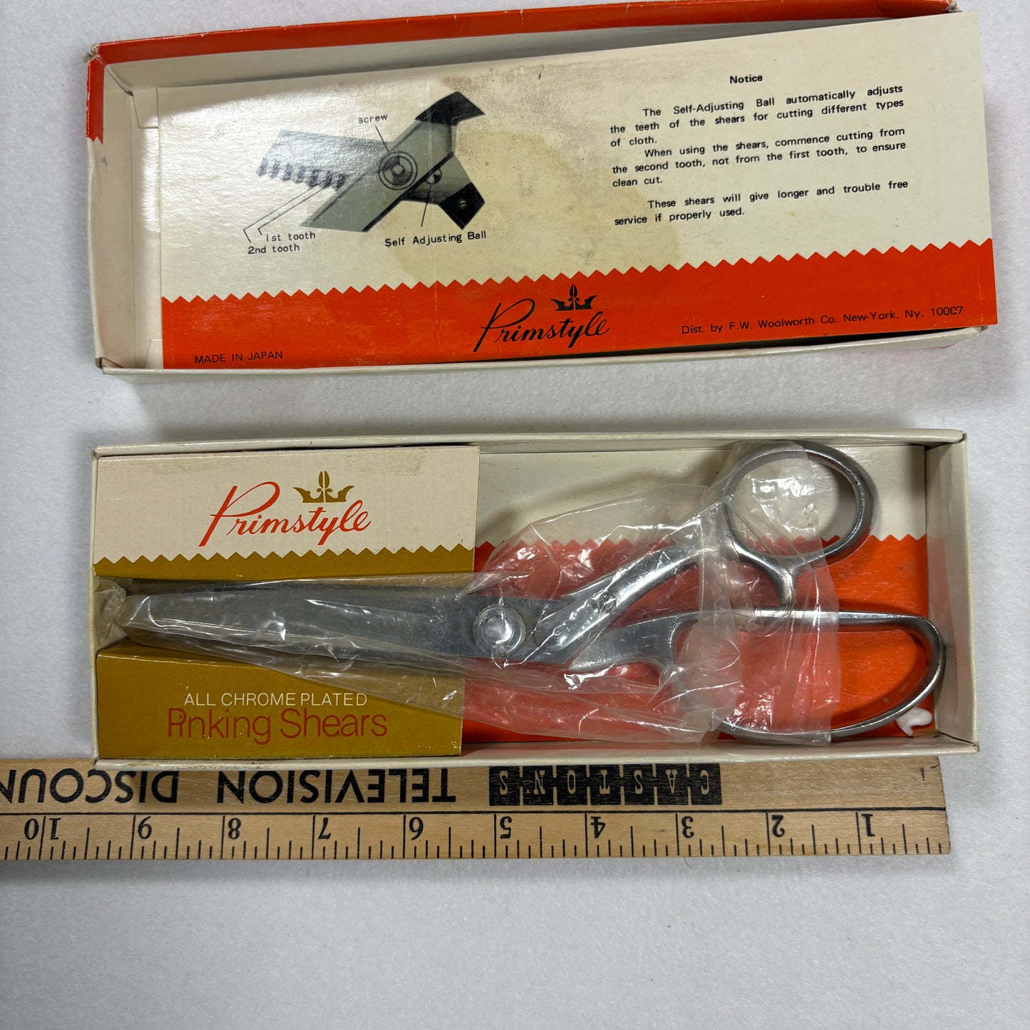 Primstyle Vintage 9” Pinking Shears Chrome Plated Japan Sewing Scissors Woolworth