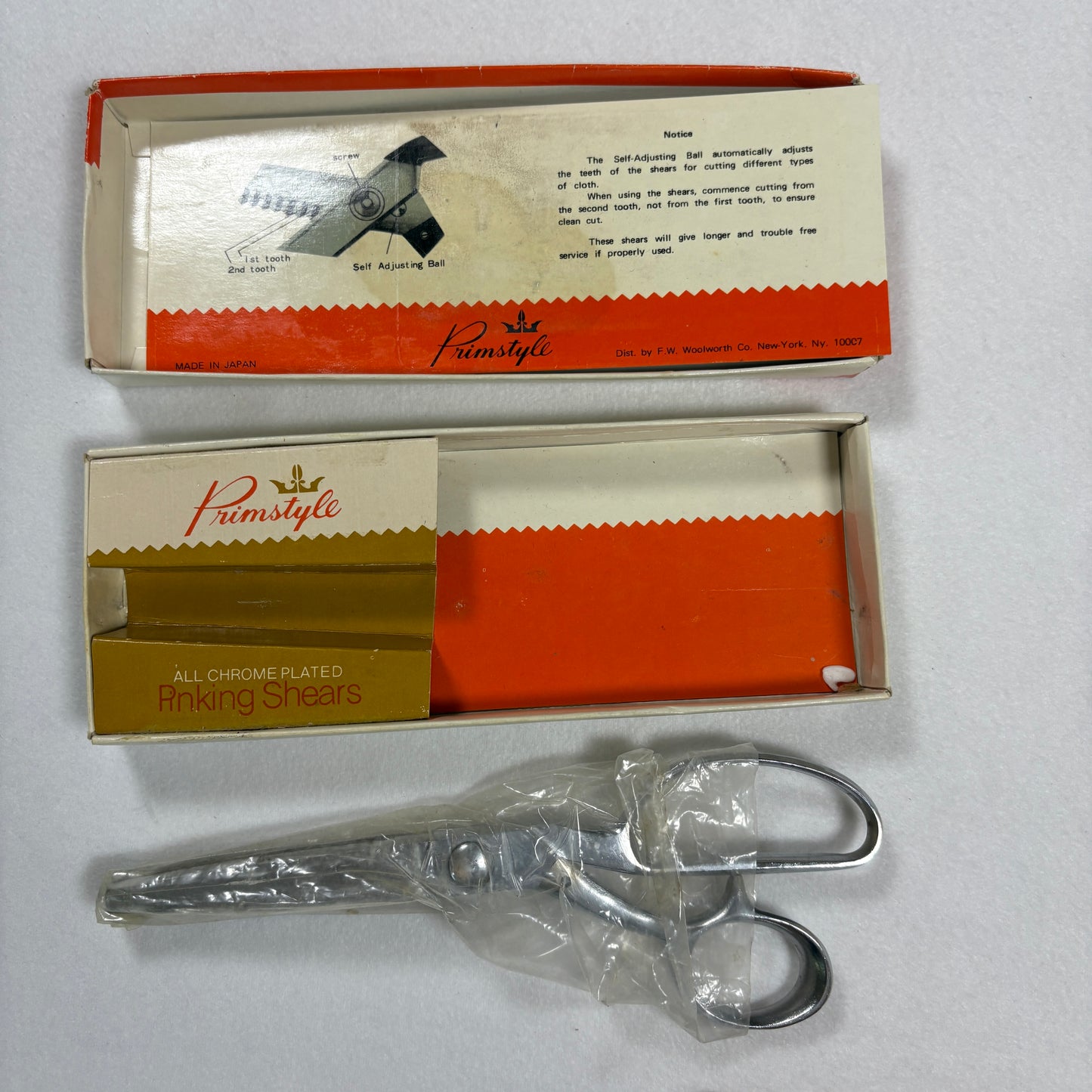 Primstyle Vintage 9” Pinking Shears Chrome Plated Japan Sewing Scissors Woolworth