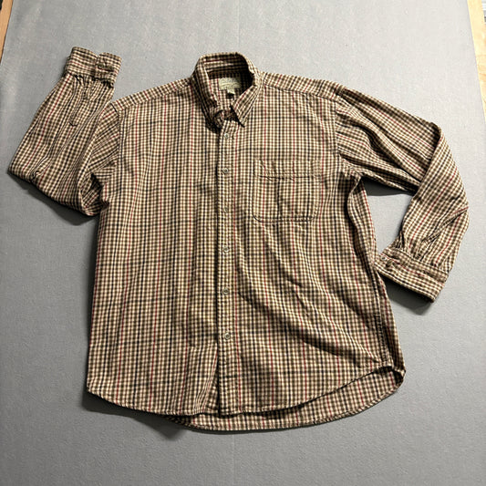 Cabela's Plaid Flannel Button Shirt L Tall Workwear Outdoor Fits Like X