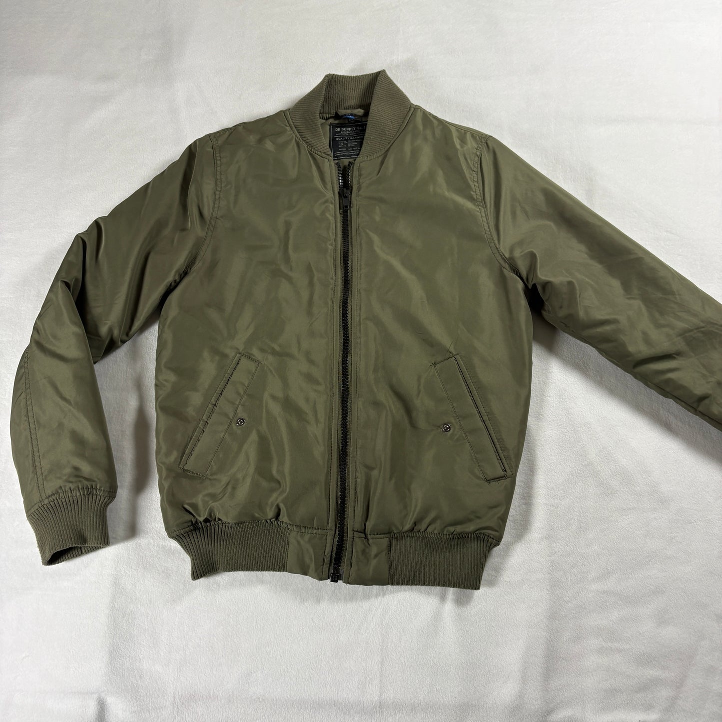 H&M LOGG Mens Small Bomber Jacket Olive Green MA-1 Flight Y2K Streetwear Retro!!