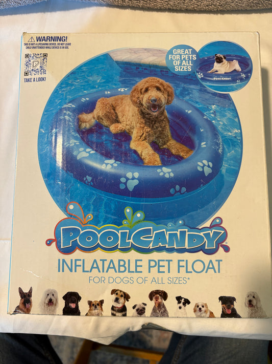 PoolCandy Inflatable Pet Float for Dogs – New in Box, 53"x35", 100lb Limit