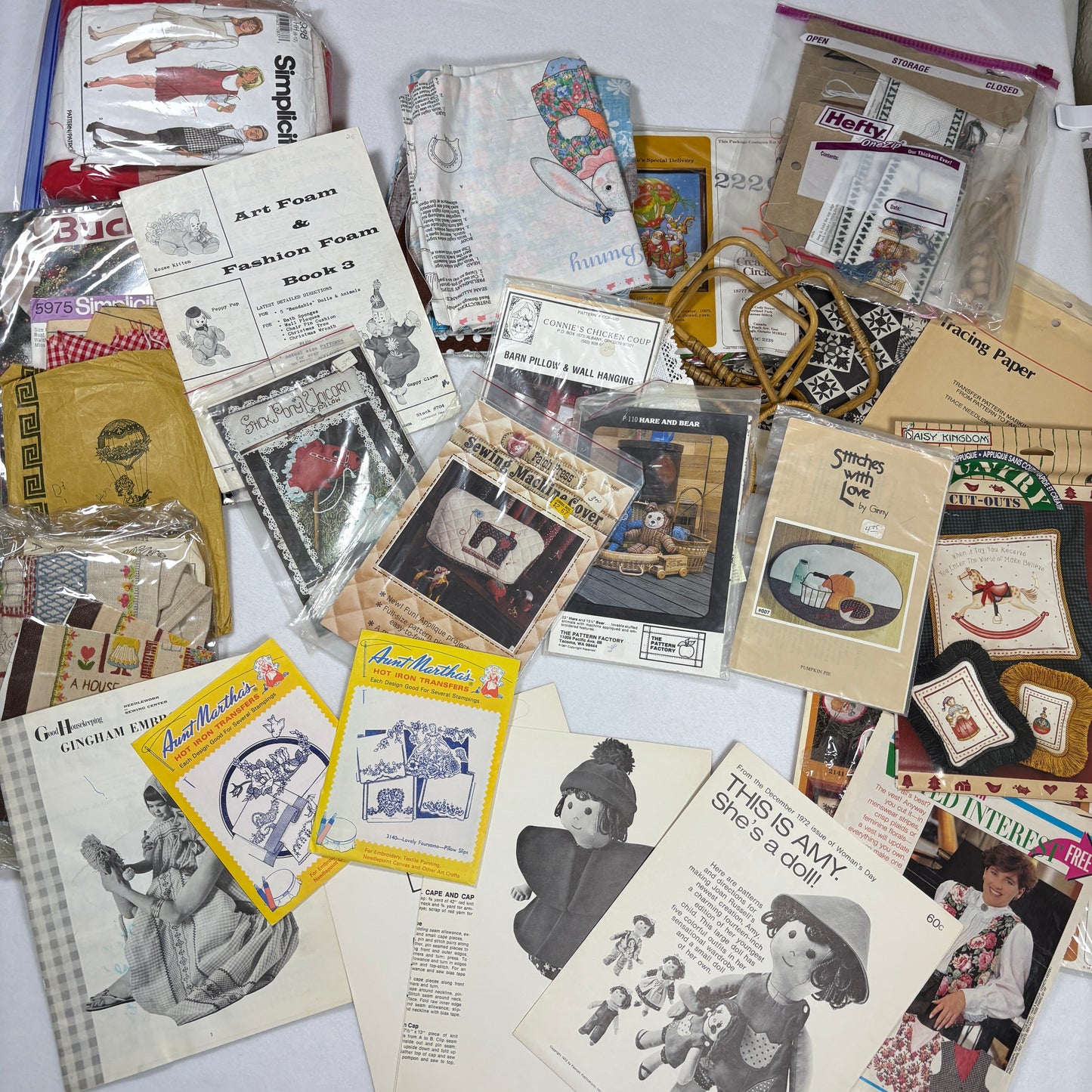 Vintage Sewing Craft Pattern Lot 25+ Embroidery Applique Quilt Cross Stitch Doll