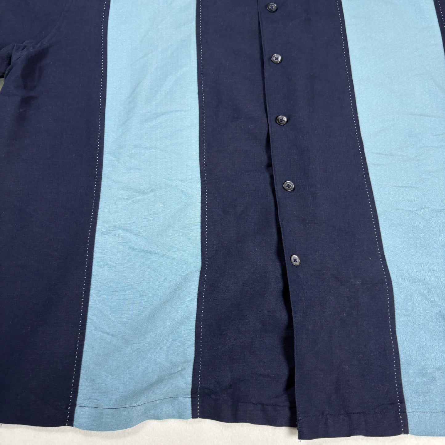 Merona Mens XXL Button Shirt Navy Blue Two Tone Bowling Y2K Retro Camp Collar