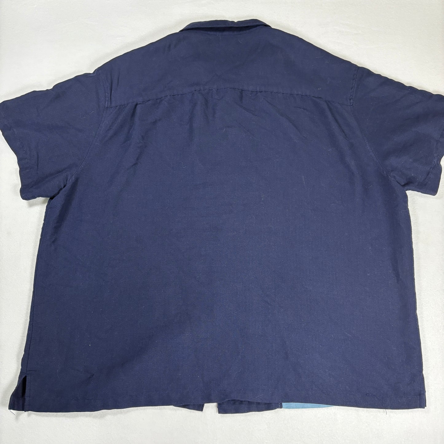 Merona Mens XXL Button Shirt Navy Blue Two Tone Bowling Y2K Retro Camp Collar