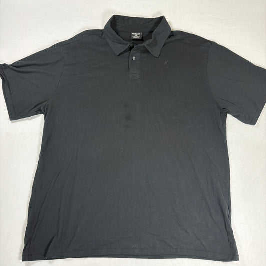 Hurley Mens XXL Polo Shirt Black Nike Dri-Fit Short Sleeve Casual Golf Surf