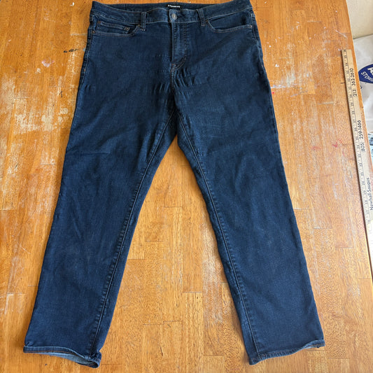 Express Slim Straight Jeans 36x30 Fits Like 37X28 Dark Wash Stretch Denim Mens