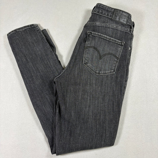 Levis Womens 721 Jeans 28 Black High Rise Skinny Distressed Ripped Denim Grunge