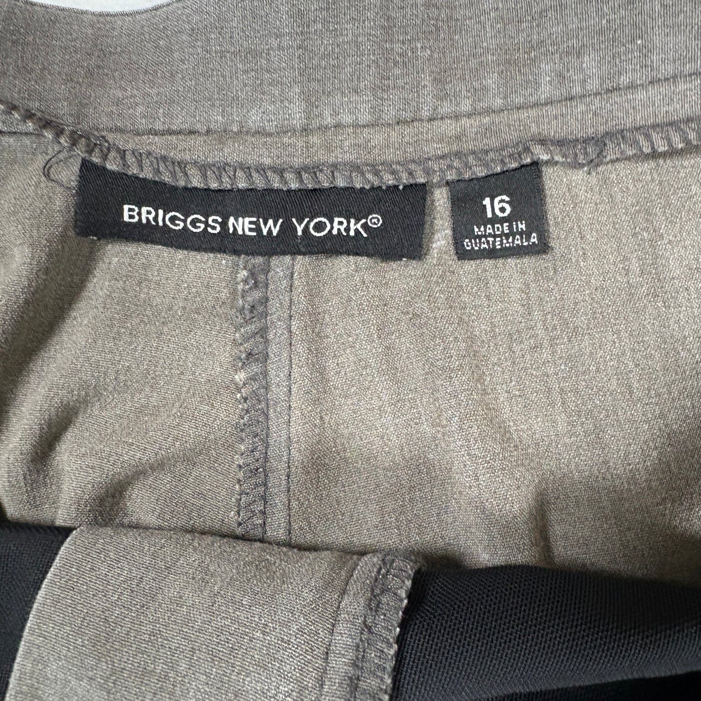 Briggs New York Womens Pants 16 Brown Plus Size Stretch Pull On Dress Slacks