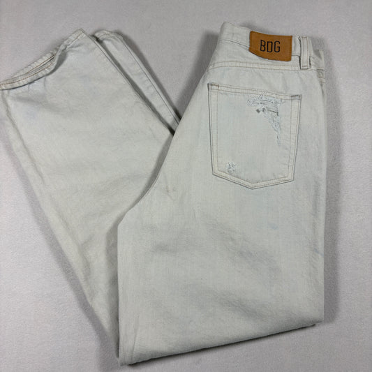 BDG Womens Jeans 31 White High Rise Baggy Distressed Ripped Denim Y2K Grunge