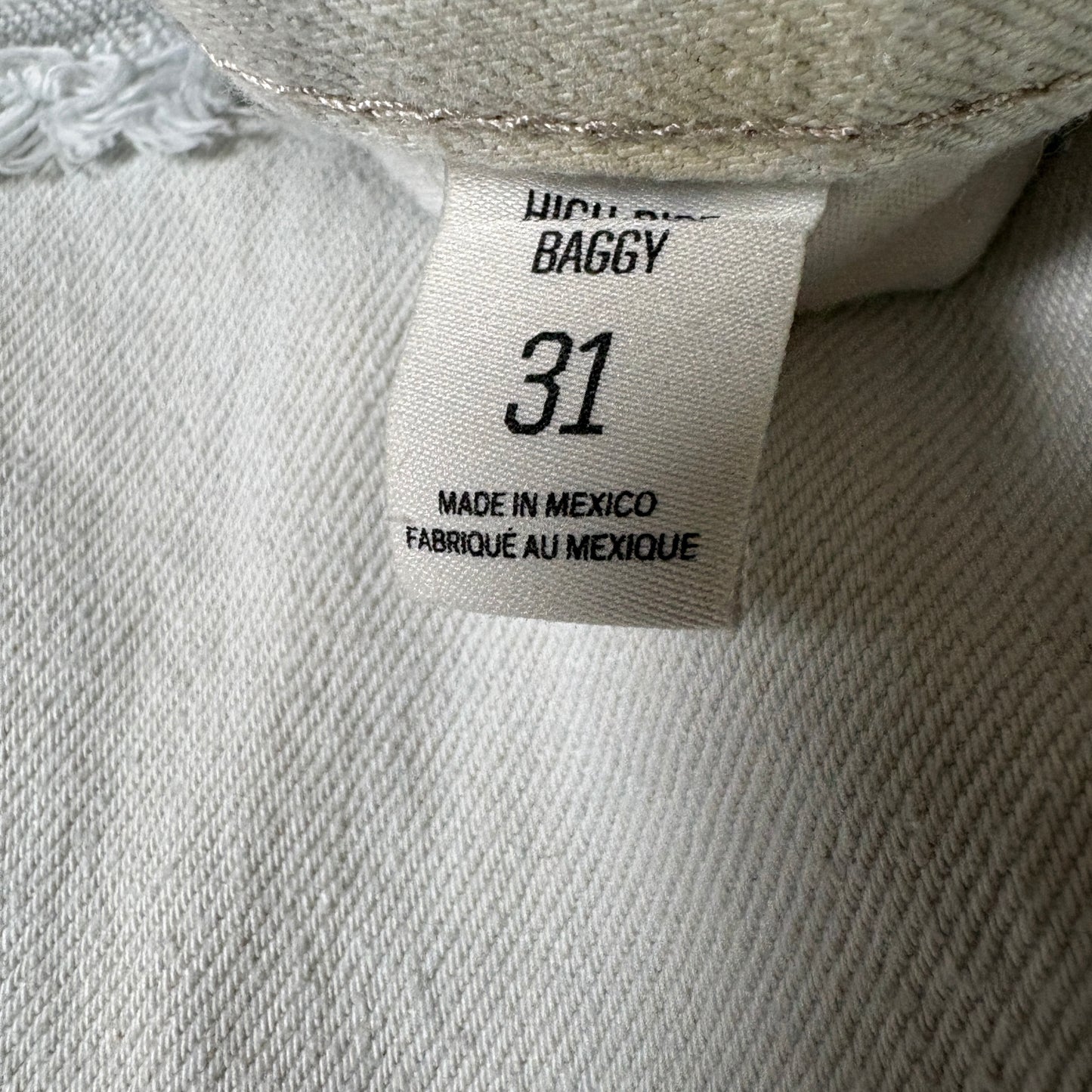 BDG Womens Jeans 31 White High Rise Baggy Distressed Ripped Denim Y2K Grunge