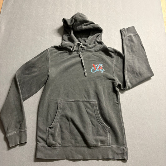 Volcom Val Surf Hoodie Gray Pullover Skate Surf Y2K Fleece Size M Fits L