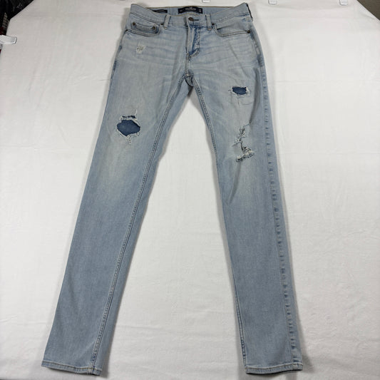Hollister Jeans Mens 31x32 Light Wash Distressed Stacked Skinny Y2K Retro Streetwear