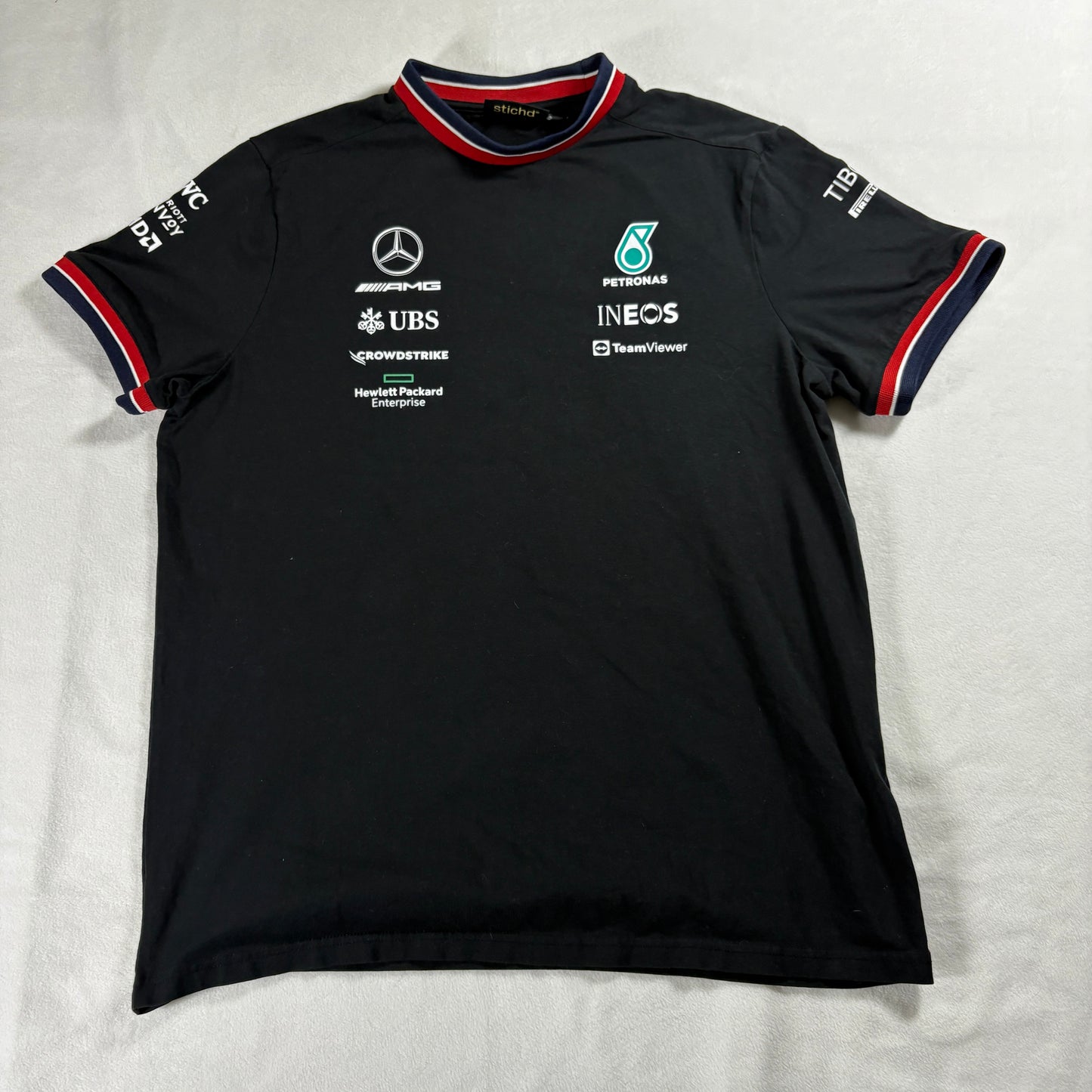 Mercedes AMG Petronas Mens XL Black F1 T Shirt Racing Motorsport Formula Tee