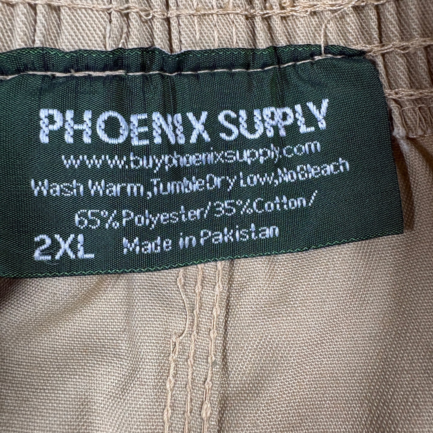 Phoenix Supply Mens Pants 2XL Khaki Elastic Waist Workwear Uniform Casual