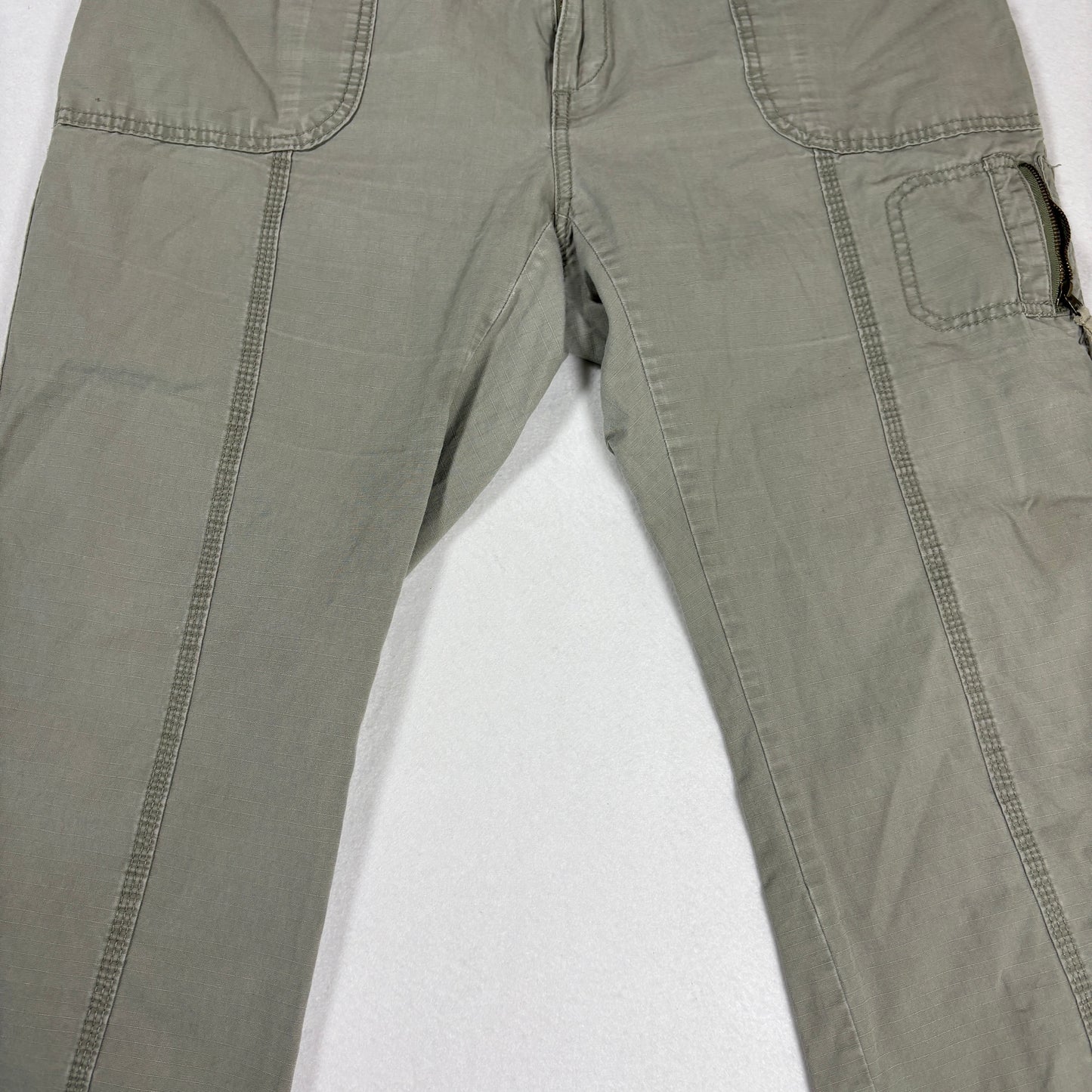 Eddie Bauer Womens Pants 14 Green Cargo Utility Relaxed Fit Outdoor Hiking