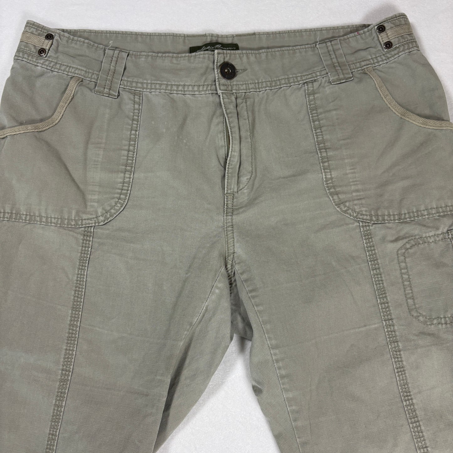 Eddie Bauer Womens Pants 14 Green Cargo Utility Relaxed Fit Outdoor Hiking