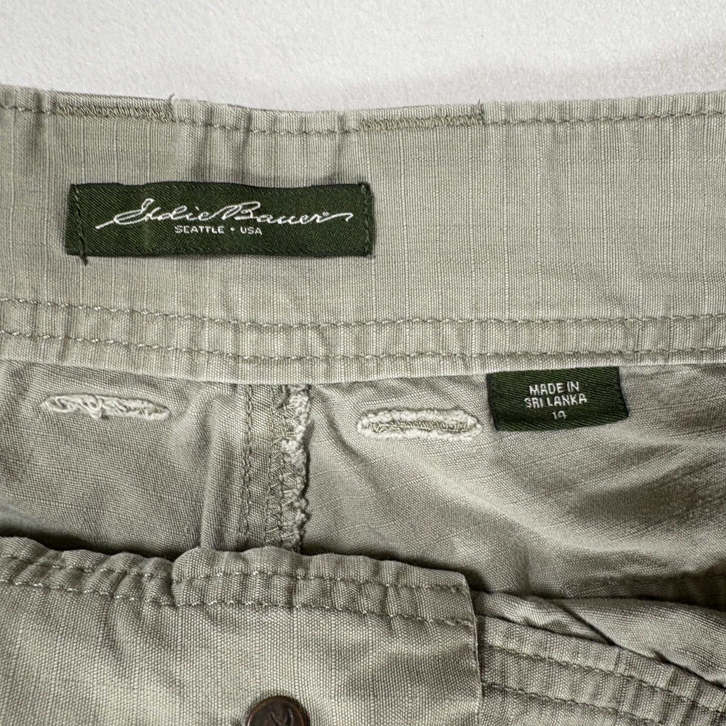 Eddie Bauer Womens Pants 14 Green Cargo Utility Relaxed Fit Outdoor Hiking