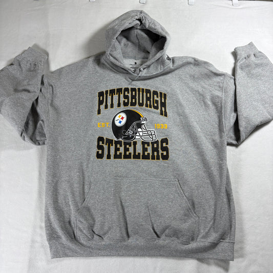 Vintage Pittsburgh Steelers Hoodie Mens 2XL Gray NFL Football Streetwear Y2K 90s
