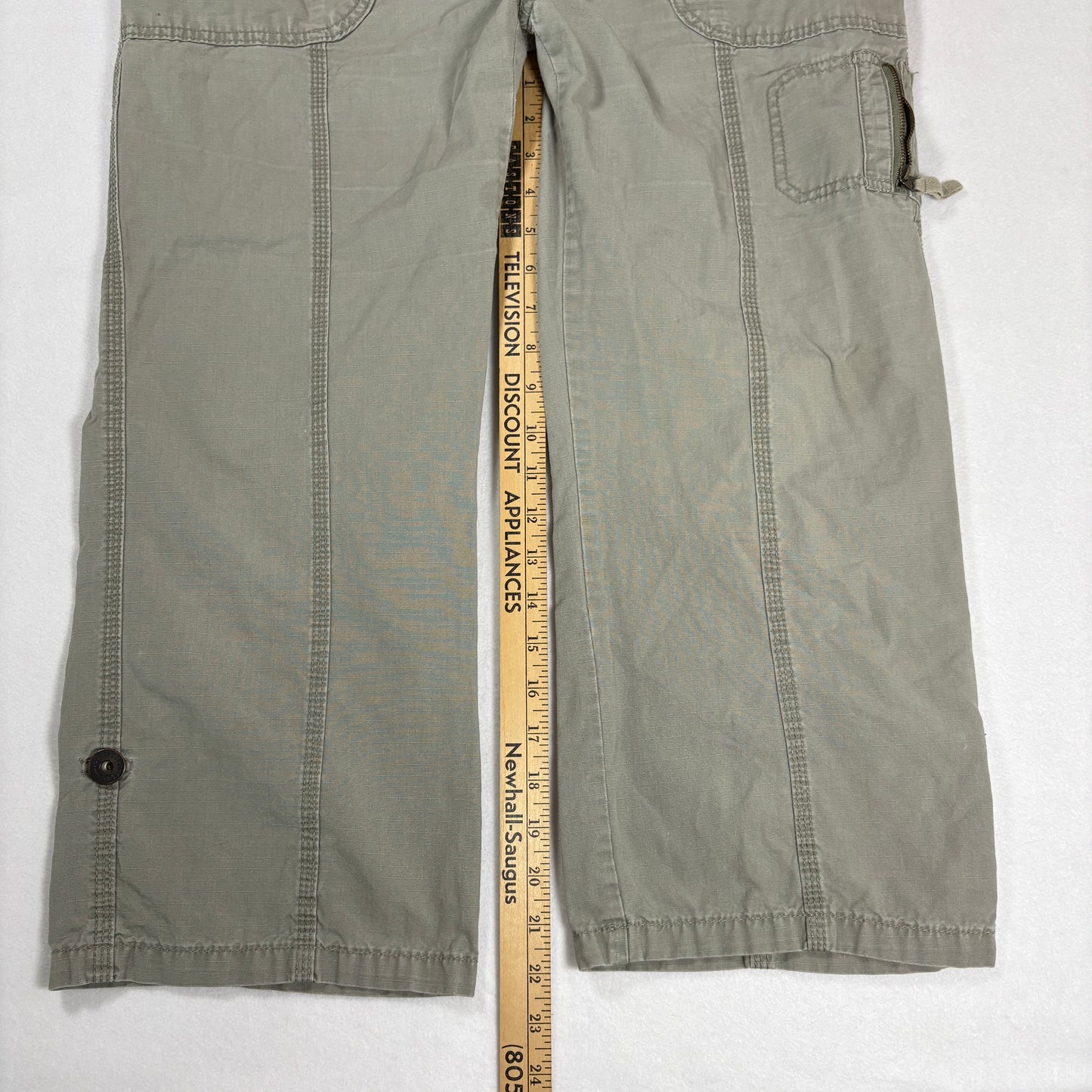 Eddie Bauer Womens Pants 14 Green Cargo Utility Relaxed Fit Outdoor Hiking