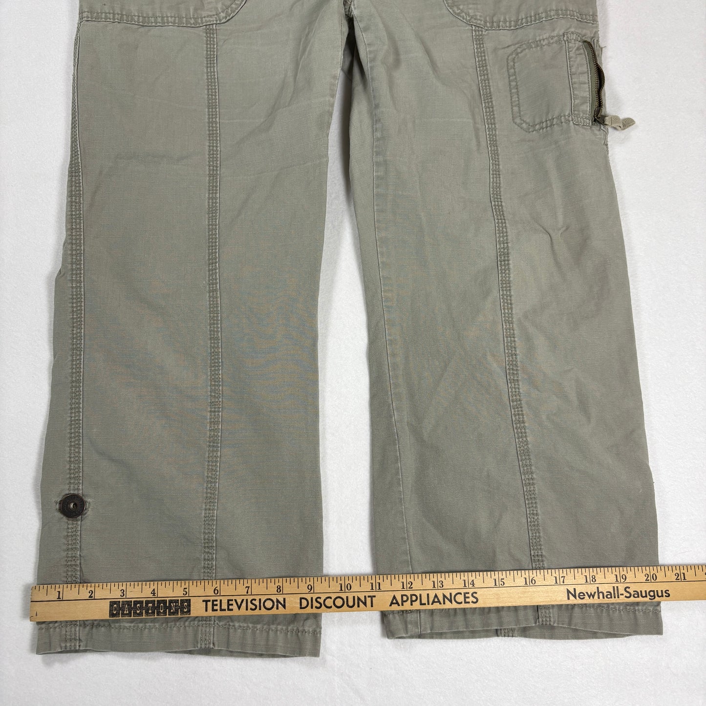 Eddie Bauer Womens Pants 14 Green Cargo Utility Relaxed Fit Outdoor Hiking