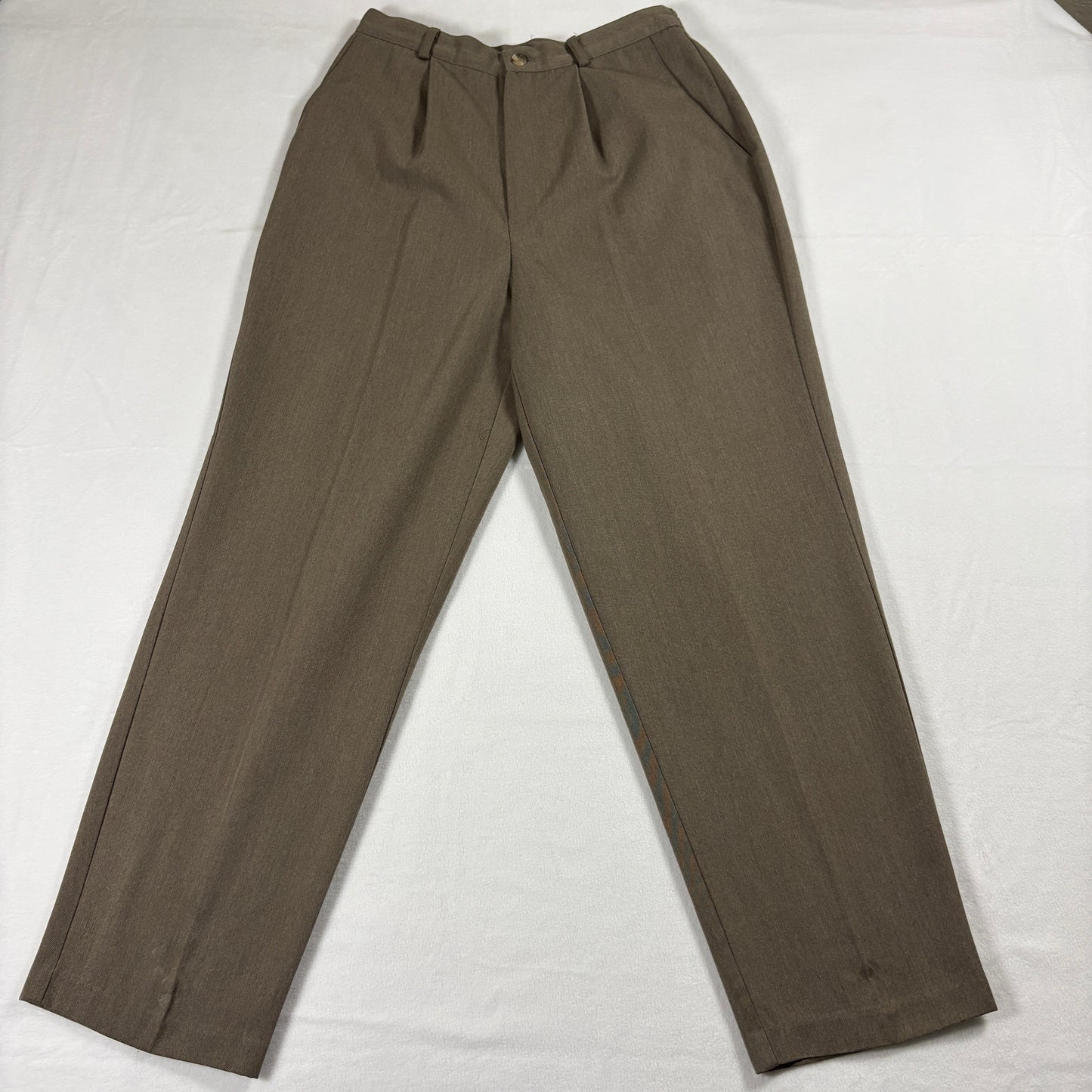 Vintage Dress Pants Womens 8P Brown High Waist Pleated Trousers Retro Minimal Style