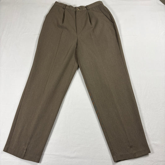 Vintage Dress Pants Womens 8P Brown High Waist Pleated Trousers Retro Minimal Style