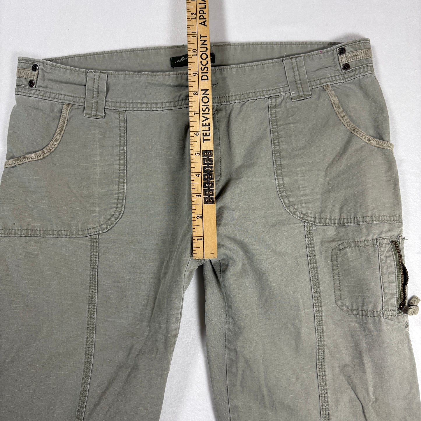 Eddie Bauer Womens Pants 14 Green Cargo Utility Relaxed Fit Outdoor Hiking