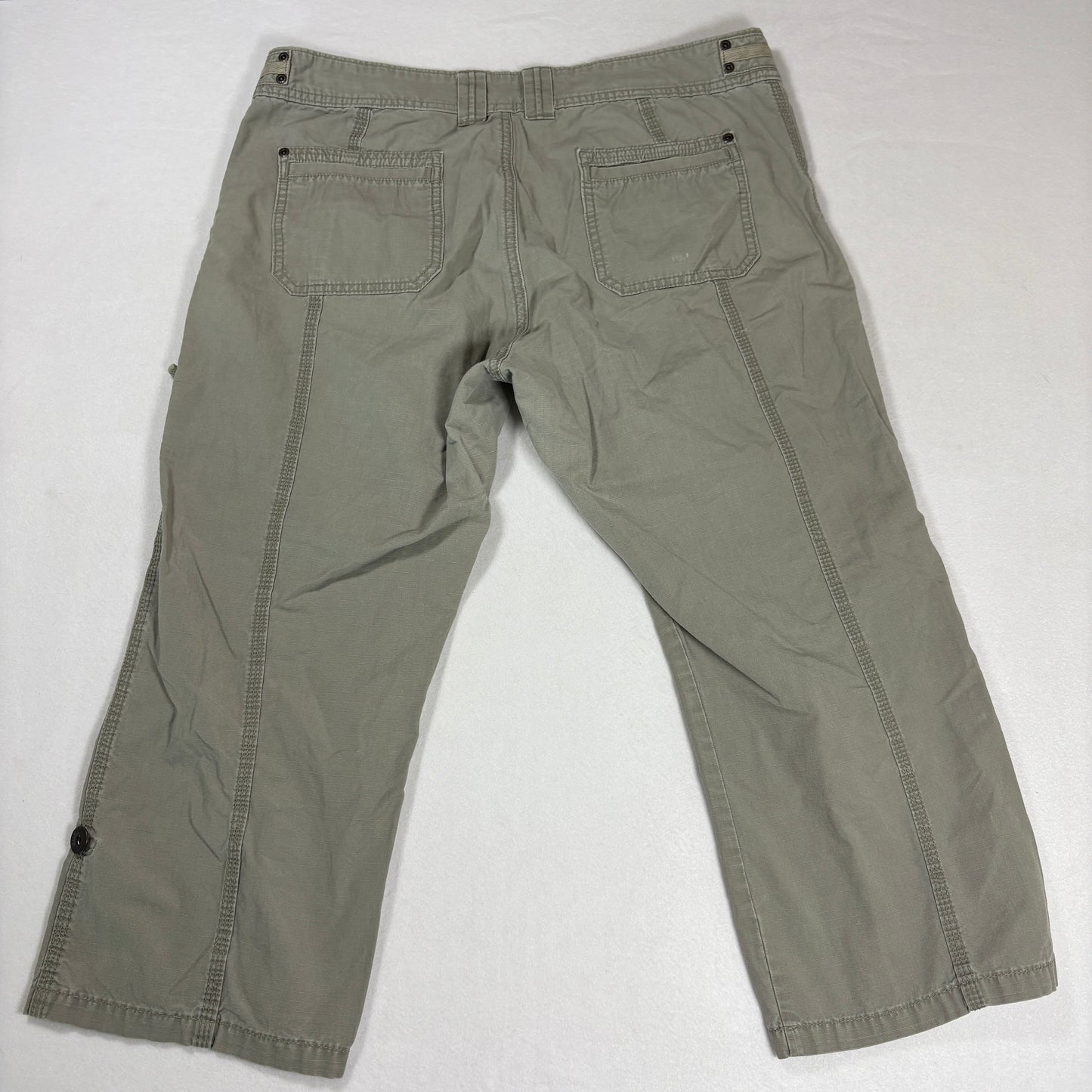 Eddie Bauer Womens Pants 14 Green Cargo Utility Relaxed Fit Outdoor Hiking