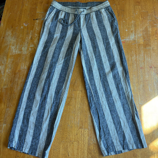 Boho Striped Lounge Pants Wide Leg Old Navy Tag M Fits Like 31X26 Linen Blend